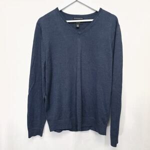 Nordstrom Mens Shop Vneck Sweater Size Large Italian Merino Wool Long Sleeve​